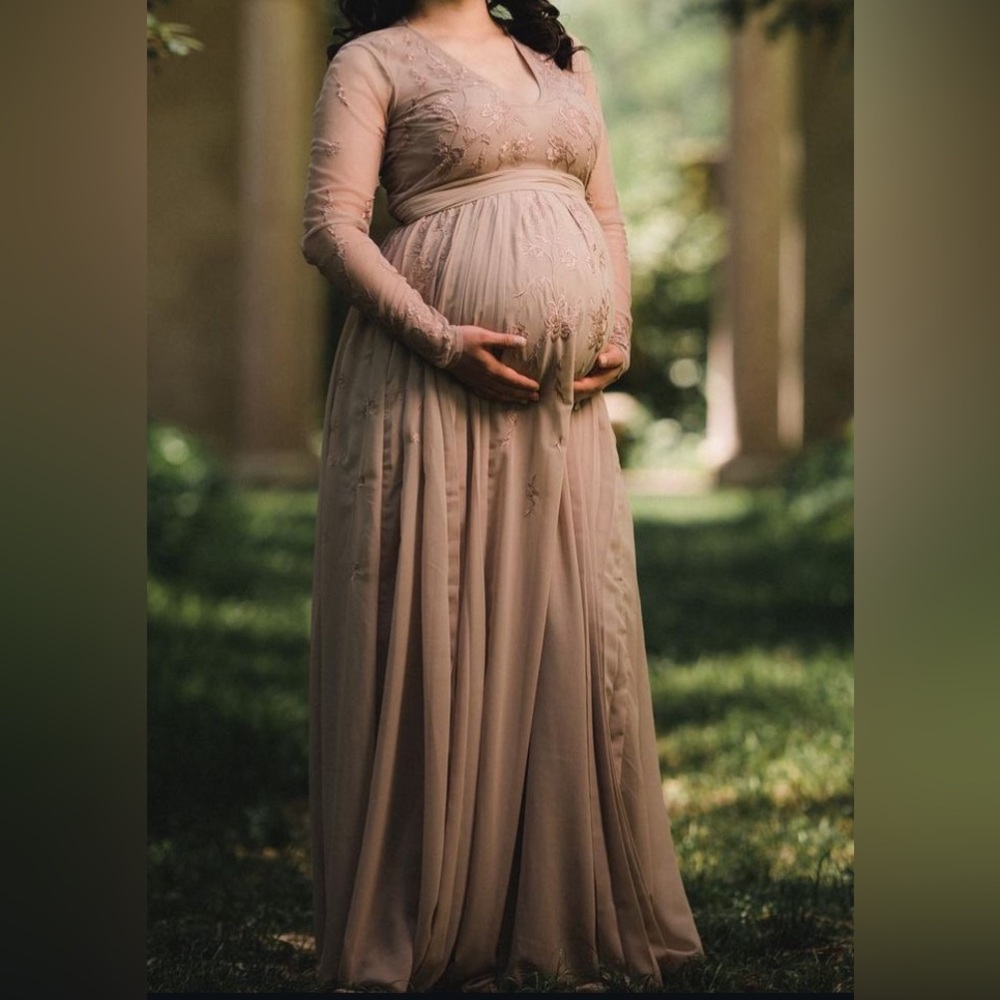 Blush Long Maternity Dress